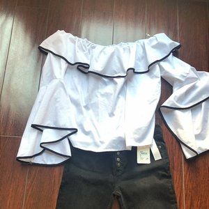 Fashion Nova White Ruffled Off-the-Shoulder Top